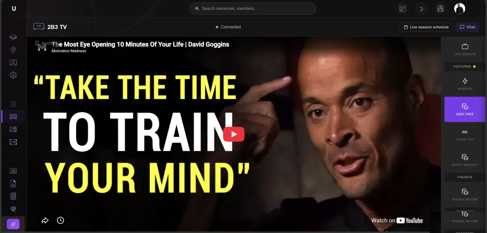 2B3 TV streaming motivational and educational video content inside UNITY 2B3